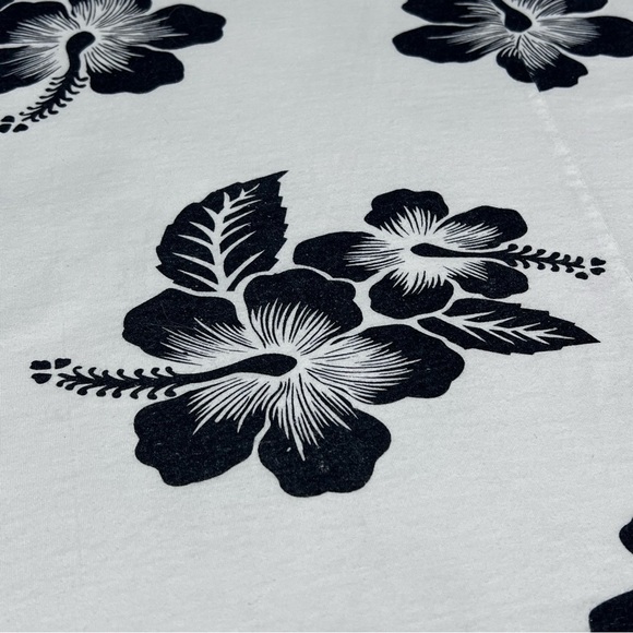 VINTAGE FAVANT Floral Hawaiian Short Sleeve Cotton Dress White & Black Size XXL - Picture 7 of 16